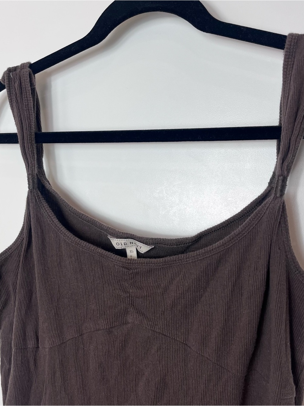 Y2K Old Navy Brown Casual Ribbed Tank Top Sleeveless XL Cotton Cami - Picture 3 of 8